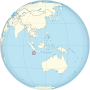 Christmas Island on globe (Southeast Asia centered) with borders.svg