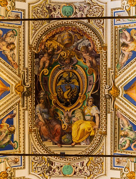 Painted Coat of Arms of Pope Paul V, ceiling of the room of the geographical maps, Vatican City