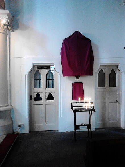 Functional 19th century confessionals in St Pancras Church, Ipswich