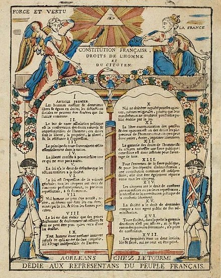 Print of the 17 articles of the Declaration of the Rights of Man and of the Citizen in 1789 (Musée de la Révolution française)