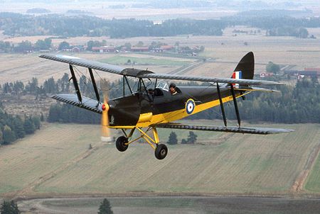 A de Havilland Tiger Moth restored in wartime colours. DH 82A Tiger Moth - N81DH.jpg