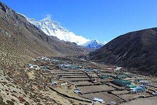 view of Lhotse from village Dingboche (Imja Khola Valley)