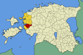 Mapa da Estônia, posição de Lihula destacada