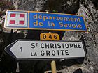 Panneau signalétique indiquant le début du territoire du département de la Savoie.