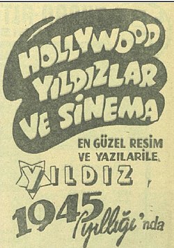 Şekil 3. 1945 Yıldız Yıllığı reklamı. Kaynak: Hollywood yıldızları ve sinema, 1945, s. 5.