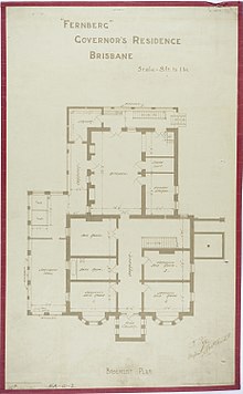 Basement plan, circa 1884 Fernberg, Governor's Residence, Brisbane, Basement Plan, c 1884.jpg