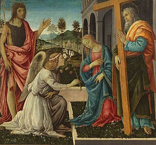 <i>Annunciation with St John the Baptist and St Andrew</i> Painting by Filippino Lippi