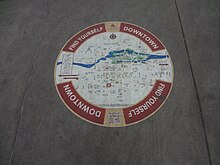 A sidewalk map of points of interest and nearby neighborhoods Find yourself in Downtown Spokane (6814544542).jpg