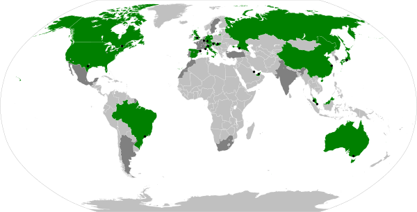 Landen die in 2014 een Grand Prix organiseerden zijn getoond in het groen, voormalige organiserende landen zijn getoond in het donkergrijs.