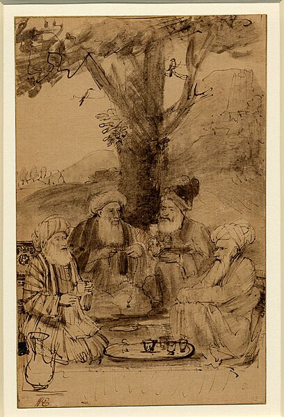 File:Four Mullahs Seated under a Tree, Rembrandt, c. 1656-61.jpg