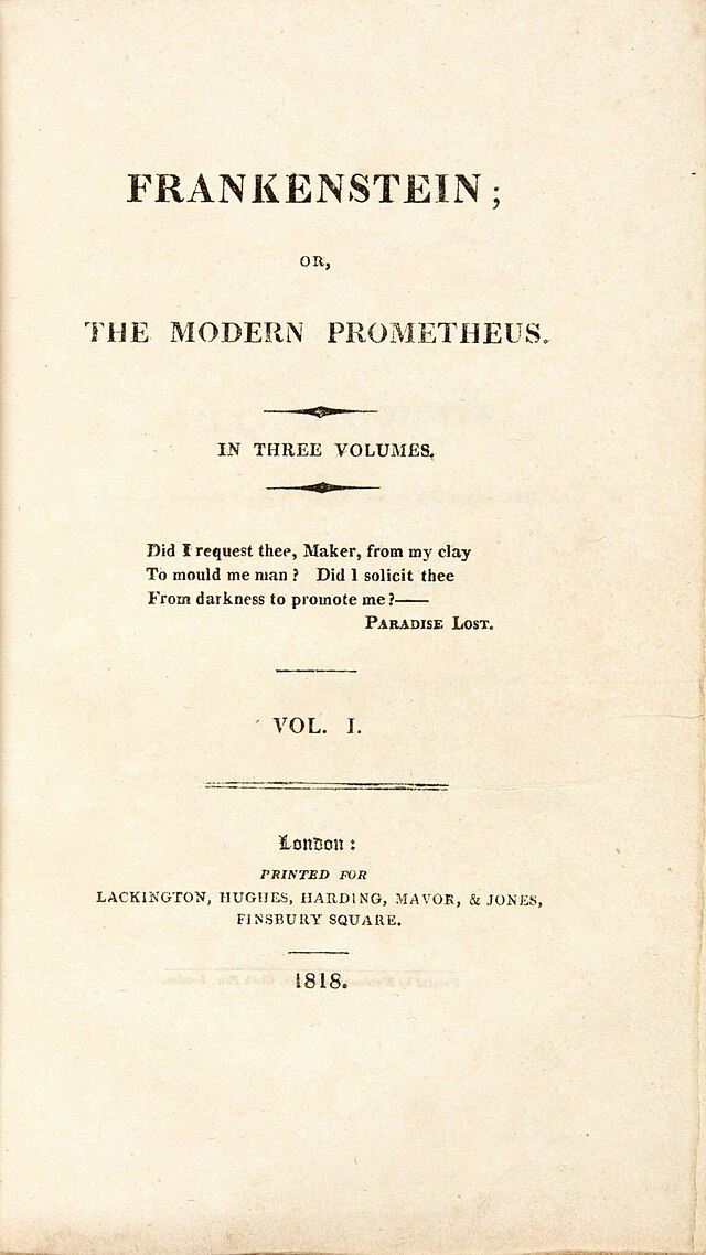 mary shelley frankenstein original 1818 text