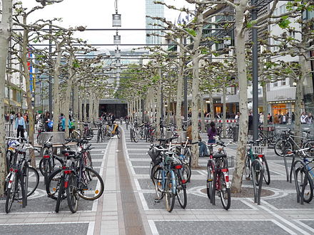 shopping street and bicycle