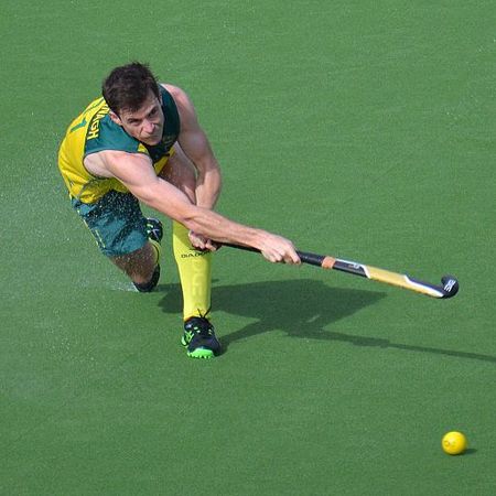 Fergus Kavanagh playing for the Australian Hockey Team