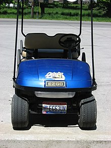 Some jurisdictions license non-traditional vehicles, such as golf carts, particularly on-road vehicles, such as this one in Put-in-Bay, Ohio. Golf cart with license plate.jpg