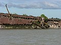 Foto de 2009 mostrando os restos do navio alemão Goslar no rio Suriname