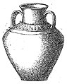 Urne cinéraire trouvée dans le tumulus de Kerlan en Goulien (dessin de Paul du Châtellier).