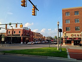 Kreuzung der Grand River Avenue und der MAC Avenue in der Innenstadt von East Lansing