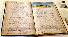 Guest book of Karl Richard Lepsius set up in his days in Western Thebes in 1844. Neues Museum, Berlin (Source: Wikimedia)