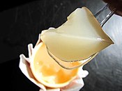 Hakuto jelly is a seasonal dessert in Japanese cuisine available in the summer.