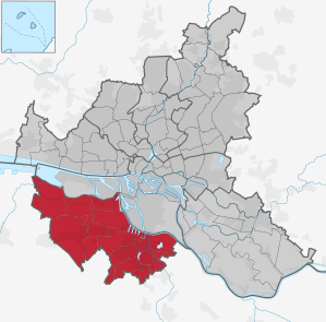 Locatie van de wijk in Hamburg