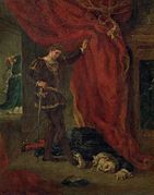 Hamlet ante el cuerpo de Polonius, de Delacroix.