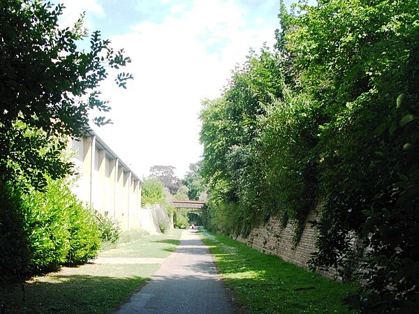 The route of the former line now part of a cycle path near the site of Yeovil Hendford