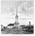 English: Church of Holy Cross in 1886 Slovenčina: Kostol svätého Kríža v roku 1886 Magyar: A Szent Kereszt plébániatemplom 1886-ban