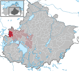 Läget för kommunen Hohen Wangelin i Landkreis Mecklenburgische Seenplatte