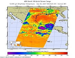 This infrared image from AIRS shows the remnants of Hurricane Felix in September 2007. Hurricane Felix AIRS.jpg