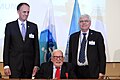 IOC Chair Professor Peter Haugan, Professor Walter Munk, and Dr Vladimir Ryabinin (from left to right) after the award ceremony of the IOC Roger Revelle Memorial Lecture Medal, 5 July 2018.jpg