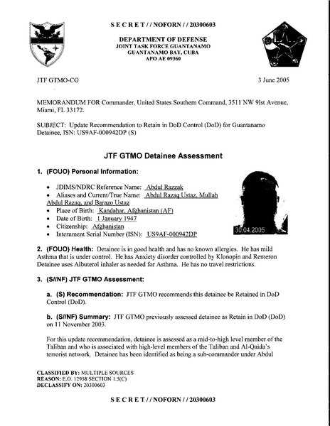 File:ISN 00942, Abdul Razzak's Guantanamo detainee assessment.pdf
