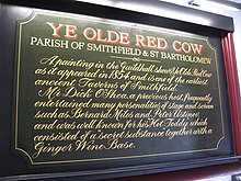 Information board about "Ye Olde Red Cow pub" Information board about Ye Olde Red Cow pub - geograph.org.uk - 1127950.jpg