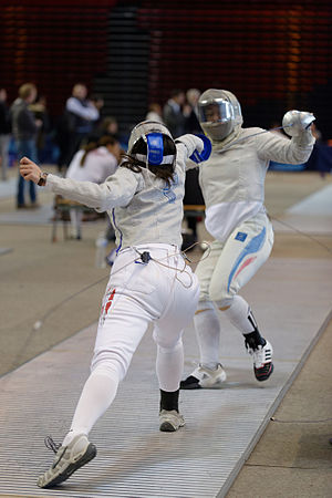 Azza Besbes hits Alizée Jammes (women's sabre) TIPIF 2013 (women, three weapons) More pictures from this event