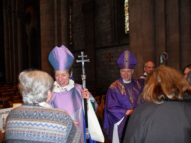 Presiding Bishop Katharine Jefferts Schori and Bishop Bill Love of Albany at the Cathedral of All Saints in 2011.