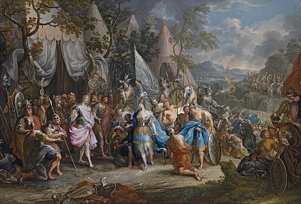 The Amazon Queen Thalestris in the camp of Alexander the Great, Johann Georg Platzer