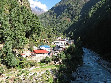 Jorsale village and Duth Kosi river Jorsale village Nepal.jpg