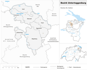 Karte von Bezirk Untertoggenburg