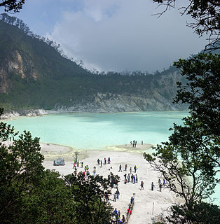 Kawah Putih Crater lake in Indonesia