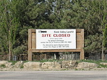 A sign notifying visitors that the site is closed Keele valley dump closed sign.jpg