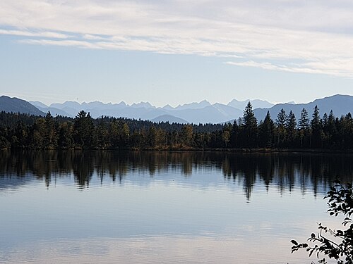 Lake, mountains and sky