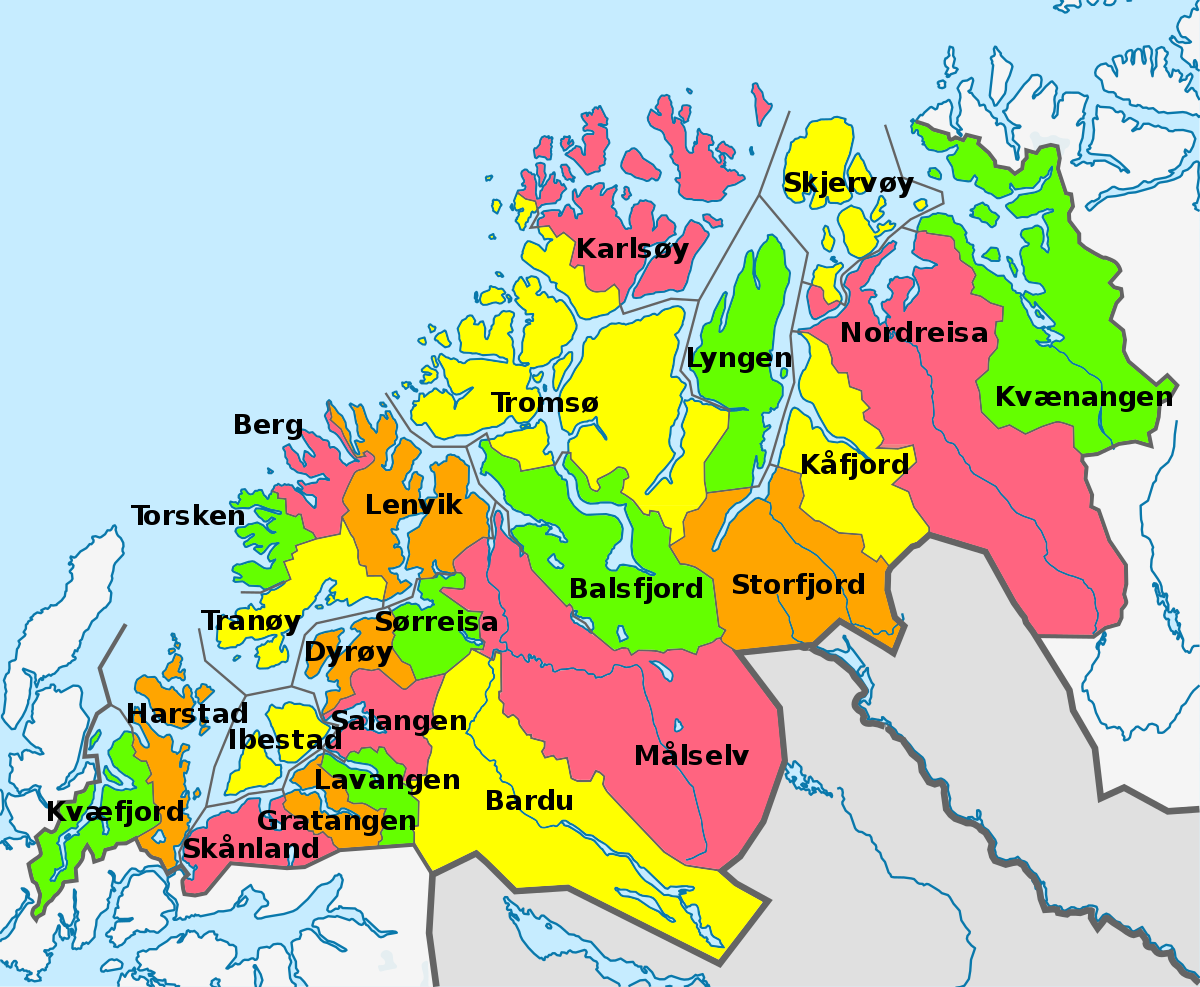 kart over kommuner File Kommuner I Troms Svg Wikipedia kart over kommuner