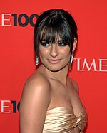 Blaine's duet with Rachel (Michele, pictured) marks his only appearance on Glee: The Music, Volume 5. Lea Michele by David Shankbone.jpg