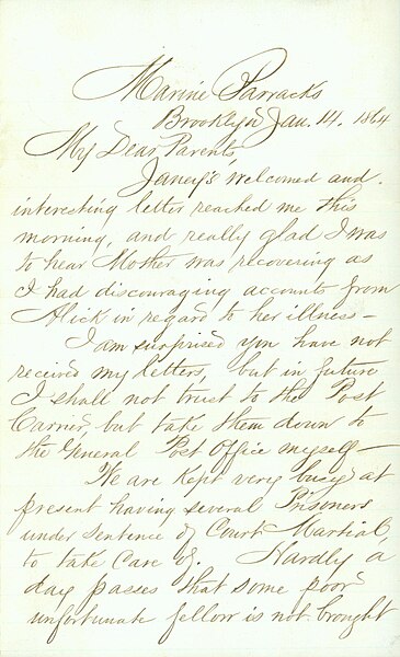 File:Letter, 14 January 1864, page 1 of 4.jpg