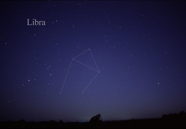 The constellation Libra marked on a naked eye view.