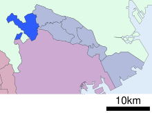 Locatie van de wijk Asao Kawasaki stad Kanagawa prefectuur Japan.svg