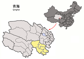 Gologs beliggenhed i Qinghai, Kina.