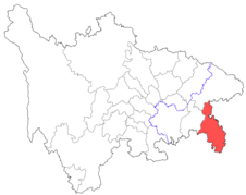 Posizione della prefettura di Qianjiang all'interno di Sichuan.png