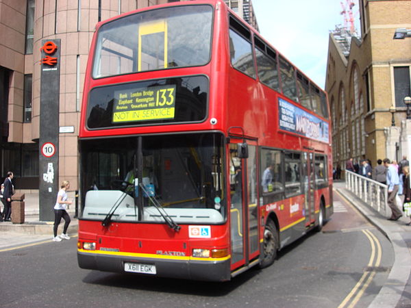 London General Plaxton President bodied Volvo B7TL at Liverpool Street bus station in April 2007