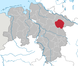 Li position de Subdistrict Uelzen in Infra Saxonia