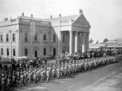 Loyal North Lancashires marching in Kimberly